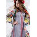 Embroidered boho dress "Flora" Gray